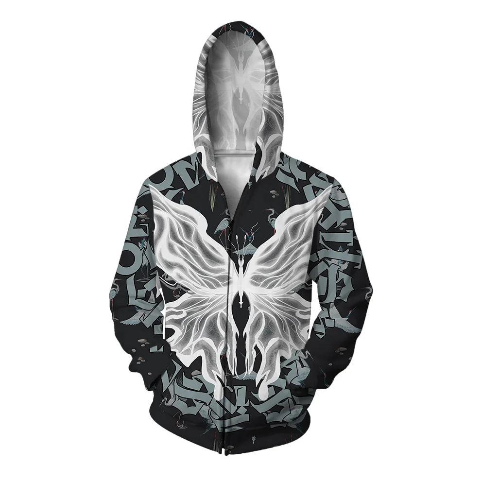 Dark Men\'s Sweatshirt Butterfly Zipped Hooded Sweatshirts Goddess Official-website Totem Male Clothes Cool Men\'s Clothing 2024