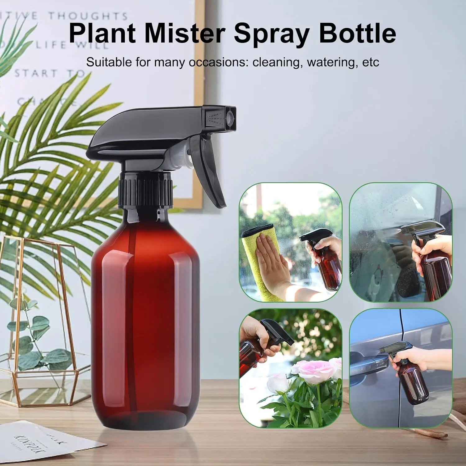 Spray Bottles 1/2 Pack 10oz/300ml BPA Free Plastic  Water Spray Bottle Adjustable Nozzle for Hair Cooking Cleaning
