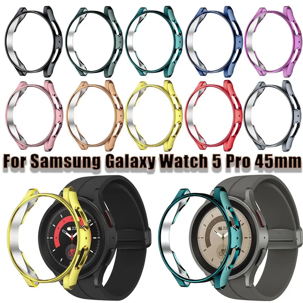 Shockproof No Screen Protector Protective Case Guard Frame Bumper Shell TPU Plating Cover For Samsung Galaxy Watch 5 Pro 45mm