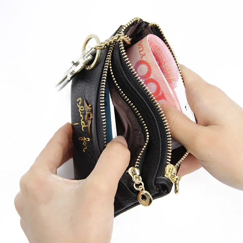 CICICUFF Brand Genuine Leather Coin Purse Women Mini Change Purses Kids Coin Pocket Wallets Key Chain Holder Zipper Pouch New