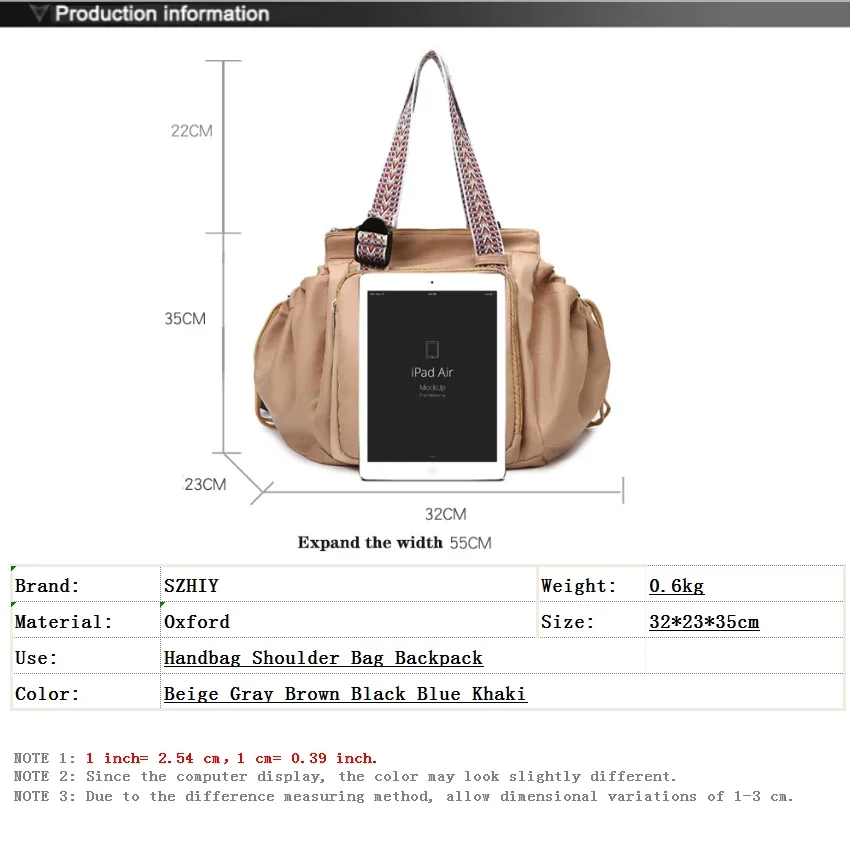 New Travel Versatile Backpack Multi Functional Large Capacity Drawstring Handheld Single Shoulder Women Tote Mommy Shopping Bag