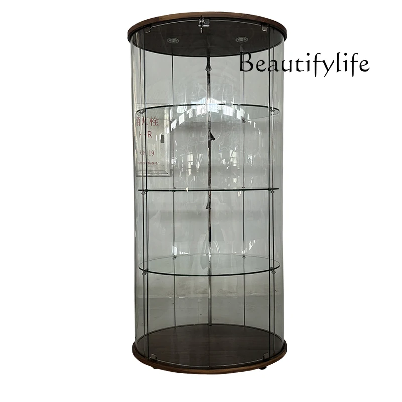 

Italian minimalist wine cabinet high-end glass transparent display cabinet with lamp and lock decorative cabinet