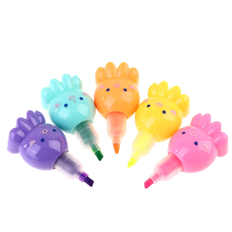 Kawaii 5 Colors Octopus Fluorescent Marker Pen Set Highlighter Pens Painting Highlight Mark Cute Stationery School Supplies