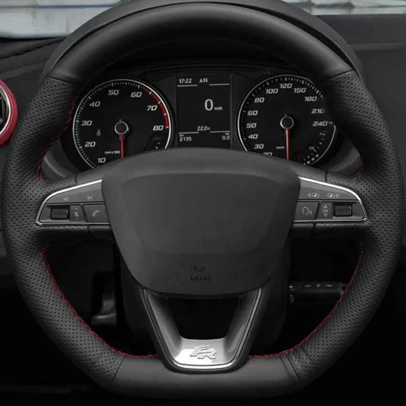 Car Steering Wheel Cover DIY Soft Black Artificial Leather For Seat Leon Cupra Leon ST Cupra Leon ST Cupra Ateca Cupra Ateca FR