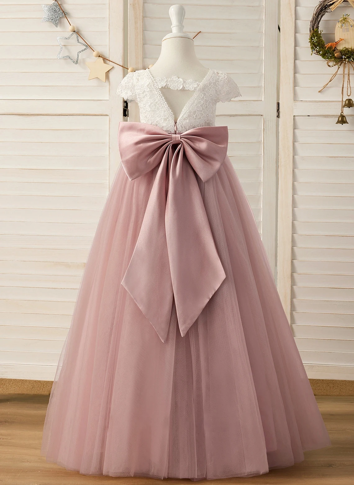 YZYManual-Princesa Tulle Flower Girl Dress, colher até o chão, High-End Prom Vestidos, Tule