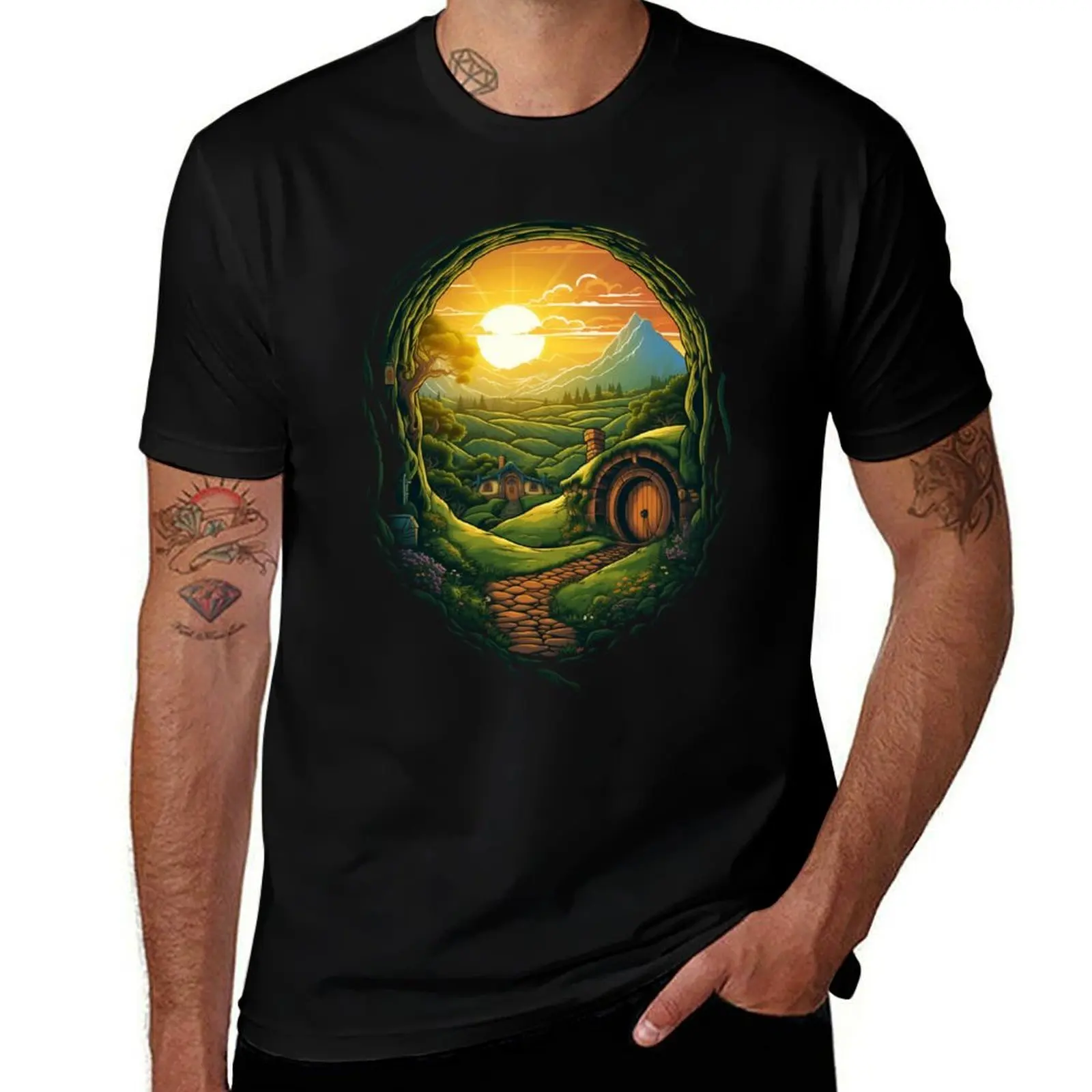 J.R.R. Tolkien, Bag End, Shire, Bilbo, Frodo, LOTRO T-Shirt man t shirts graphic T-Shirt