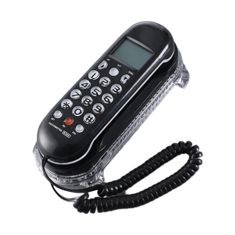 B365 Mini Wall mounted Phone Crystal Base Small Landline Telephone Clear and User friendly LCD Display Multi Language P9JB