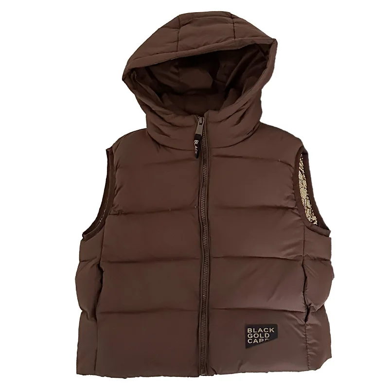 

Boys Girls Padded Hooded Puffer Winter Warm Down Vest Baby Toddler Kid Outwear Children Sleeveless Jacket Lined Zipper Waistcoat