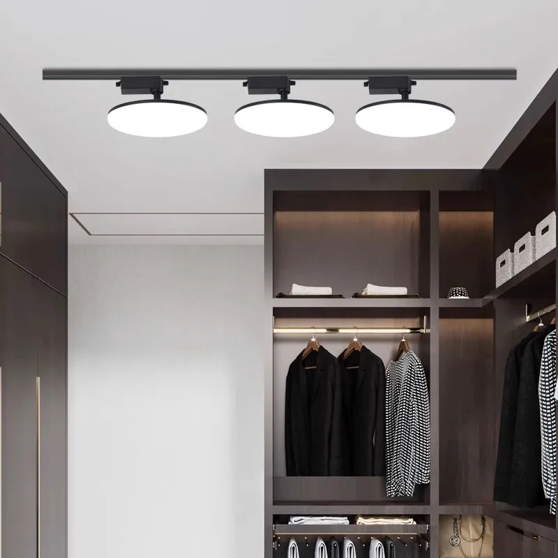 Ultra-thin Round LED Track Light 24W 36W 50W Rotatable Ceiling Rail Lamps Foyer Clothing Store Office Indoor Fill Track Lighting