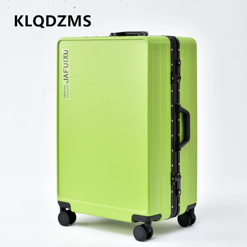 Klqdzms กระเป๋าเดินทางล้อลากอเนกประสงค์สำหรับผู้ชายและผู้หญิง, เคสแบบมีล้อลากโครงสร้างอะลูมิเนียมอเนกประสงค์24 kopor perjalanan