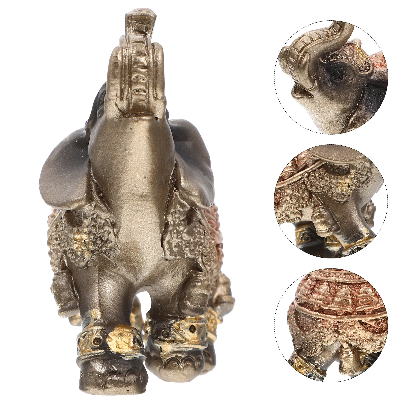 

Elephant Statue Indoor Desktop Ornament Resin Retro Style Fortune Elephant Decoration Living Room Tabletop Adorn