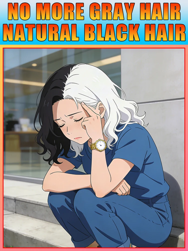 

Anti-gray hair serum, turns hair black from the roots, anti-gray hair care.