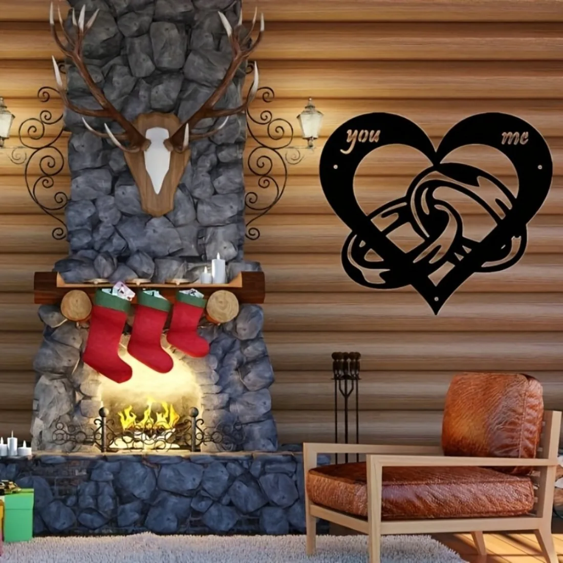 HELLOYOUNG Heart Ring Metal Wall Art, Romantic Decor for Valentine's Day