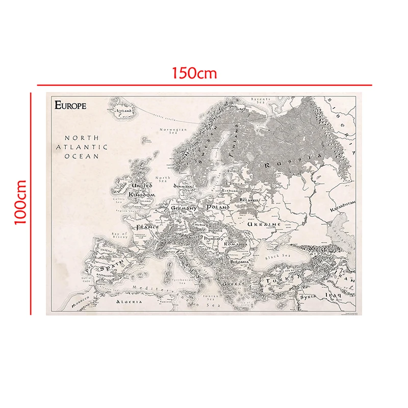 150x100cm The Europe Map Non-woven Canvas Painting Unframed Print Wall Art Poster Living Room Home Decoration School Supplies