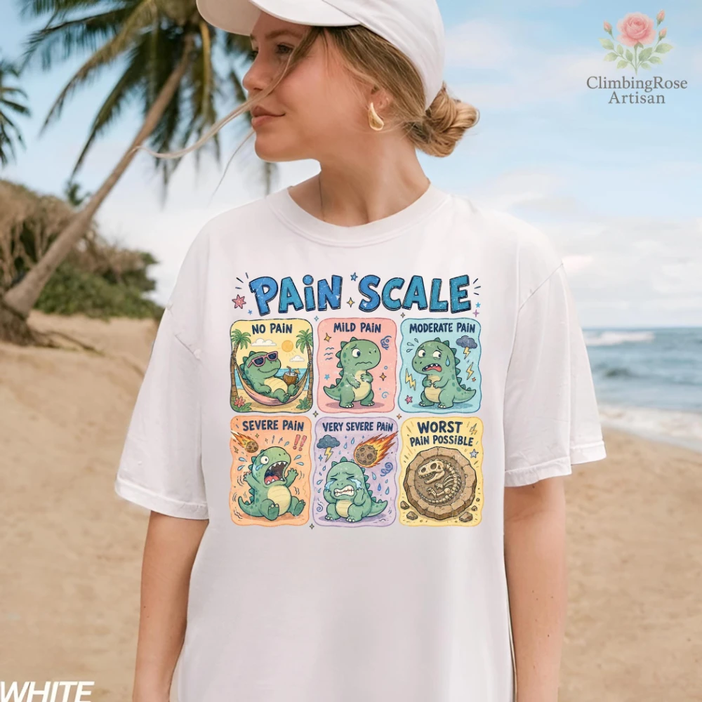 Dinosaur Pain Scale T Shirt Funny Nurse Design Pediatric Nurse Graphic Trendy Summer Nursing Tee Nursing Student T Shirts
