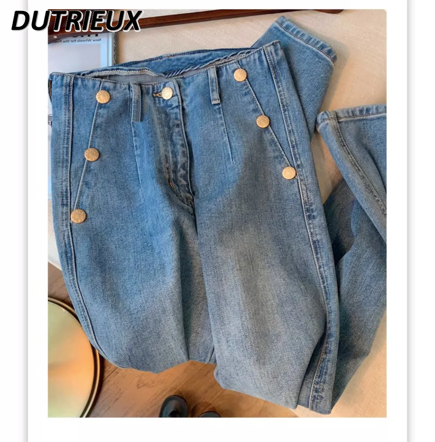 Imagem -06 - Jeans Feminino Emagrecedor de Cintura Alta Casual e Elegante Calça Reta Solta Calça Jeans Feminina Nova para Primavera e Outono 2023