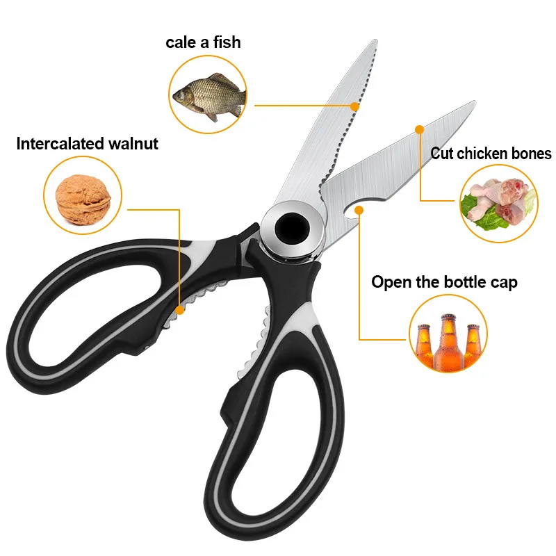 

10PCS Multipurpose Panda Scissors Walnut Clip Food Scissors Chicken Bone Scraping Fish Scales Stainless Steel Household