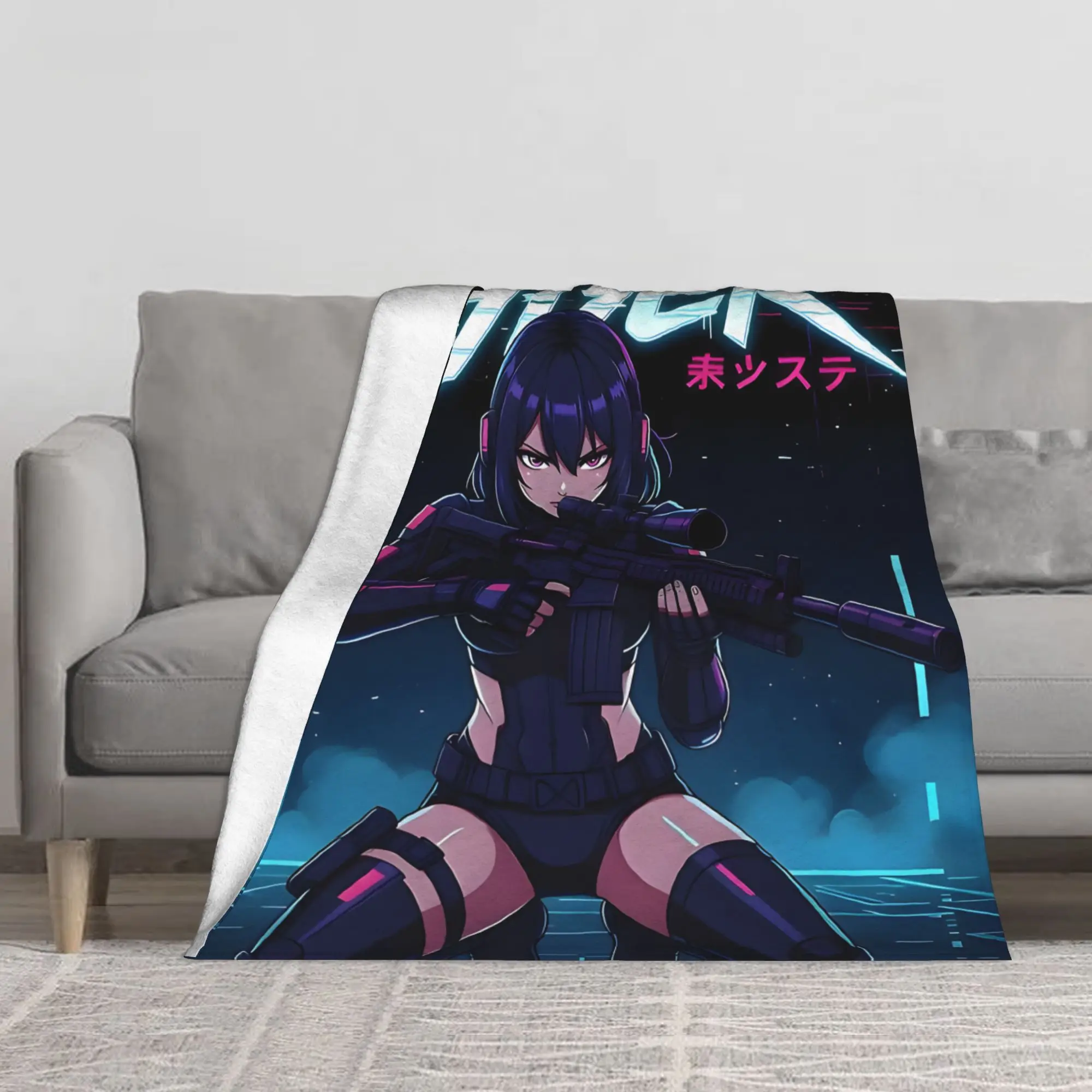 1PC Anime  Cyberpunk Assassin Blanket Throw Super Cosy Plush Living Room Sofa