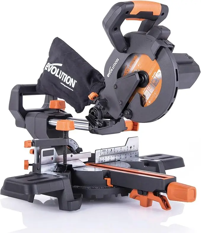 Power Tools R185SMS+ Sliding Miter Saw with Multi-Material Cutting, 45 Degree Bevel, 50 Degree Miter, 210 mm Slide, Blade