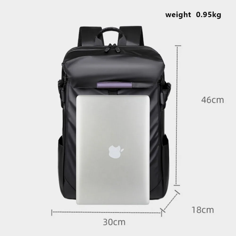 Imagem -06 - Mochila de Viagem em Couro Expansível para Homens Grande Capacidade Impermeável Bolsa de Negócios com Tiras Reflexivas Mochila Escolar