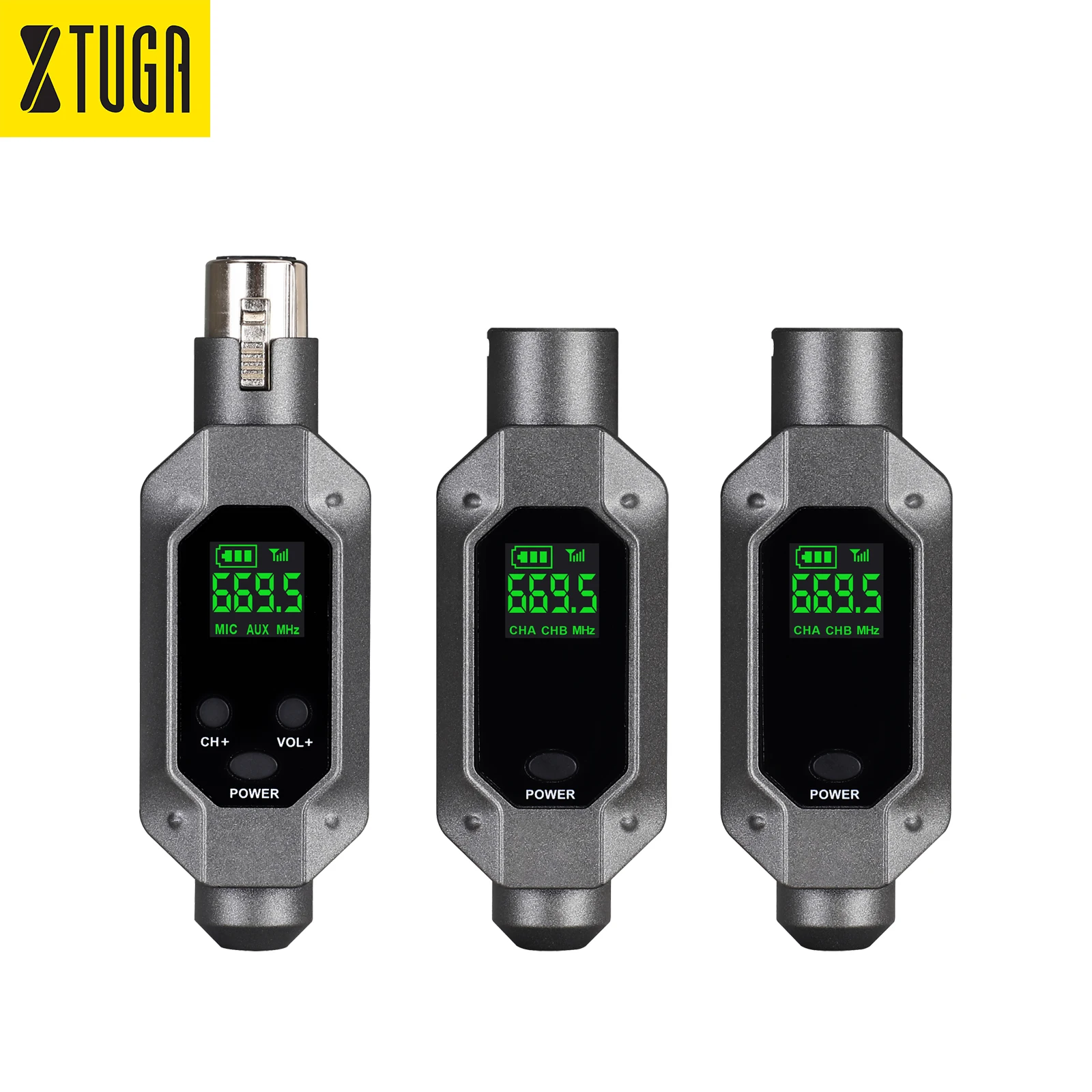 Sistem Mikrofon Nirkabel UHF TLF Xtuga C-950 Sepuluh Unit dengan Adaptor Mic XLR, Transmitter dan Receiver untuk Mic Dinamis
