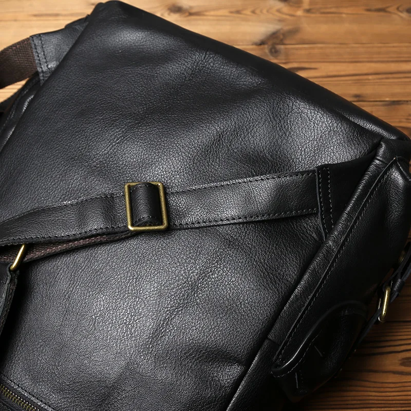 NZPJ Herren-Rucksack aus echtem Leder, lässige Herrentasche, natürliches Rindsleder, Büchertasche, Laptop-Computertasche, Rucksack mit großer Kapazität – Detail 14