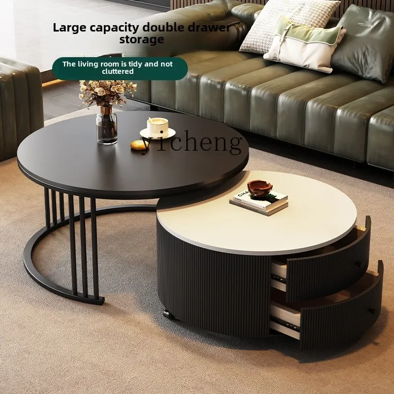 

z7 rock slab coffee table living room home light luxury modern simple high-end round coffee table