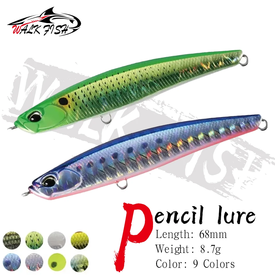 WALK FISH 68 mm 8,7 g Bleistift-Angelköder Stickbait Pesca Angelgerät Salzwasserbarsch Lipless Minnow Harter gefälschter Köder Süßwasser
