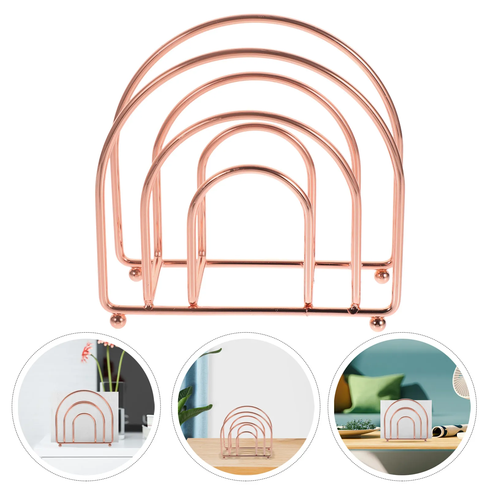 

1Pcs Rose Gold Nordic Napkin Holder Iron Tissue Rack Desktop Stand for Living Room Coffee Shop Hotel Decorative Paper Towel