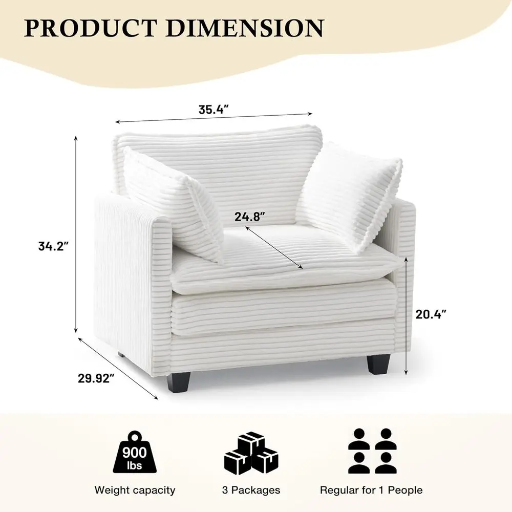 깊은 좌석과 2개의 쿠션이 있는 대형 모듈형 소파 섹셔널, 거실 공간을 위한 모던 코듀로이 소파