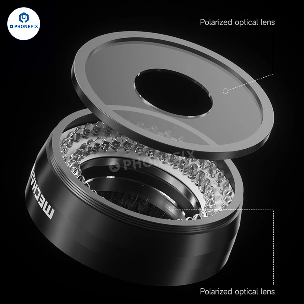 Imagem -06 - Mecânico Ls720 Polarizada Led Fonte de Luz Ajustável Elimina Reflexão Anel Lâmpada Led para Microscópio Observação da Câmera 72 Pcs