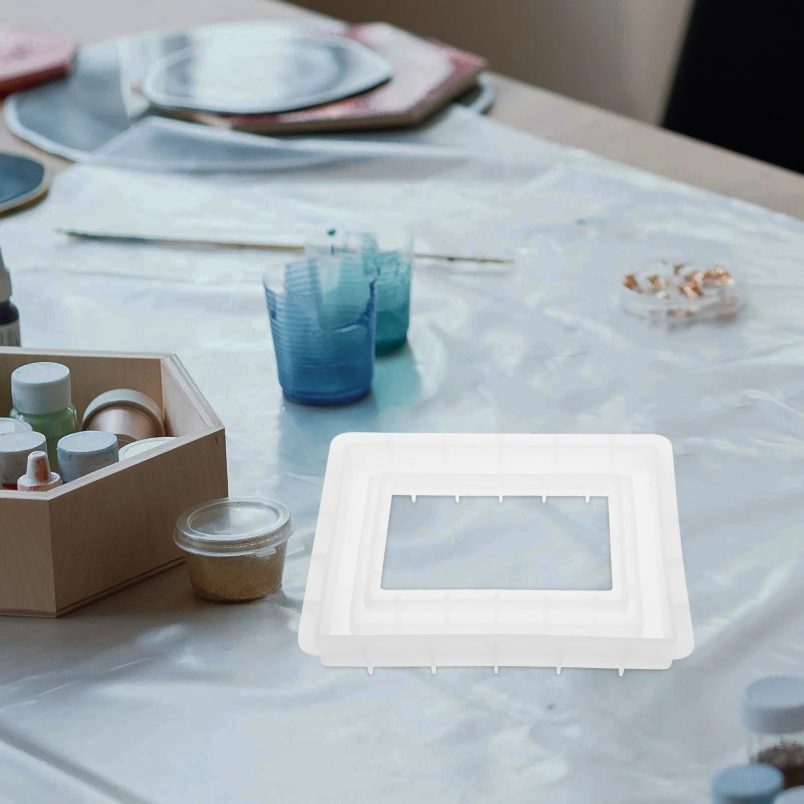 

Crystal Drop Casting Mold Rectangular Picture Frame Epoxy Resin Silicone Mold for DIY Decorative Crafts Silicone Frame Molds