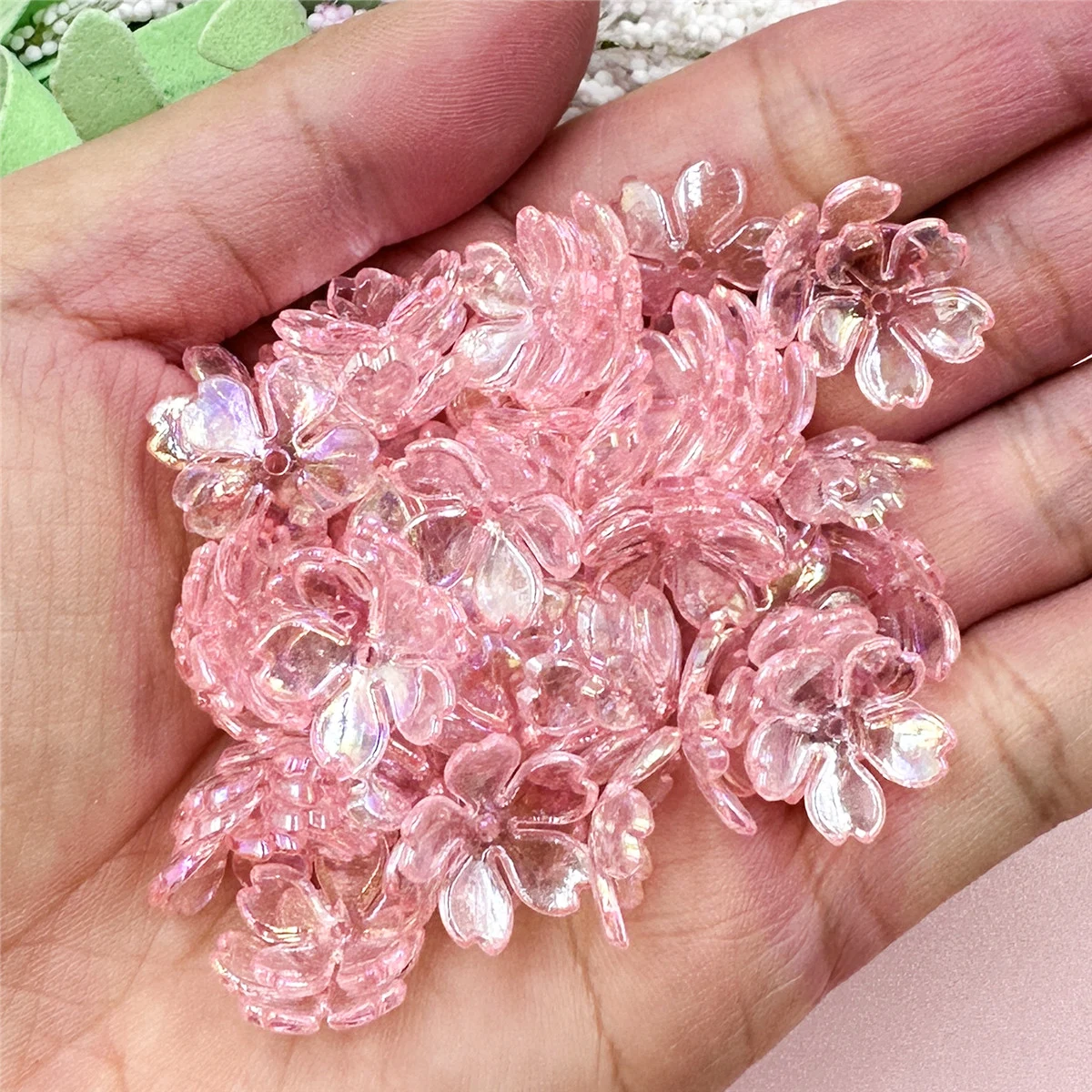 100 Teile/beutel 15mm Acryl DIY Galsang Blume Lose Perlen Ohrringe Für Schmuck Machen Halskette Armbänder
