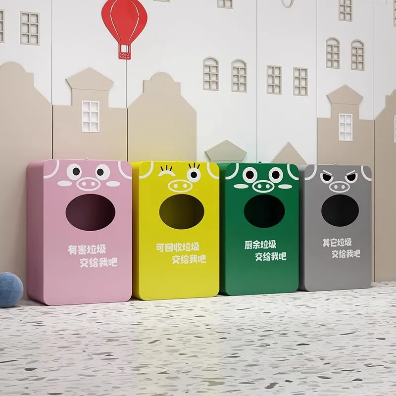 

Scenic park outdoor covered storage box cartoon cute creative trash can children's leather box