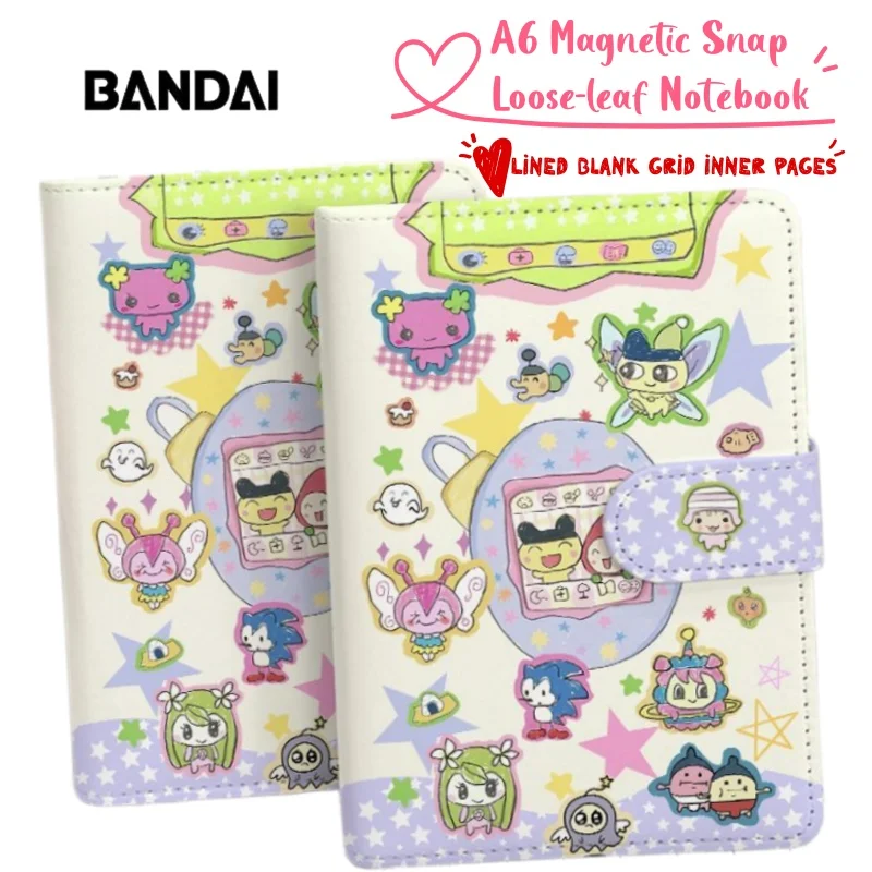 

New Tamagotchi High Color Value Magnetic Button Loose-leaf Thickened Notebook Student Notepad A6 Soft Leather Diary Hand Ledger