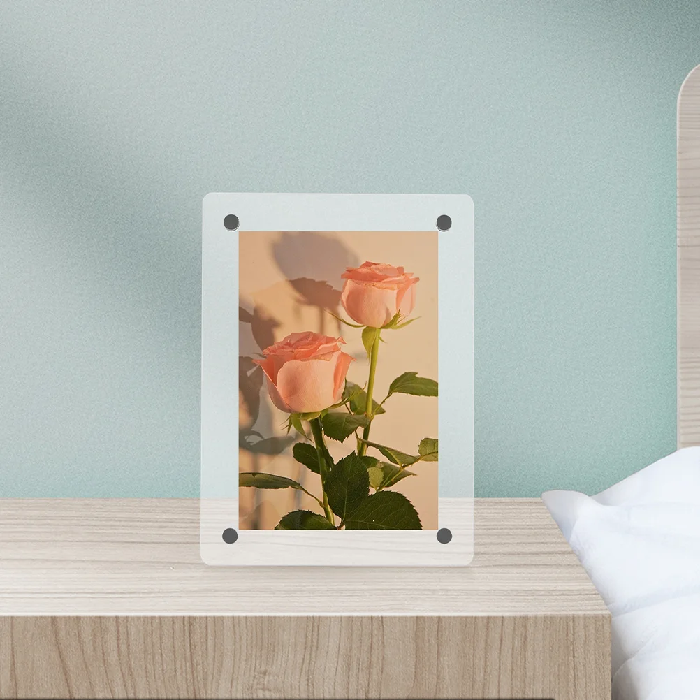 

2Pcs Transparent Acrylic Photo Frames Clear Picture Frame Stand for Desk Small Posters Postcards Photos Office