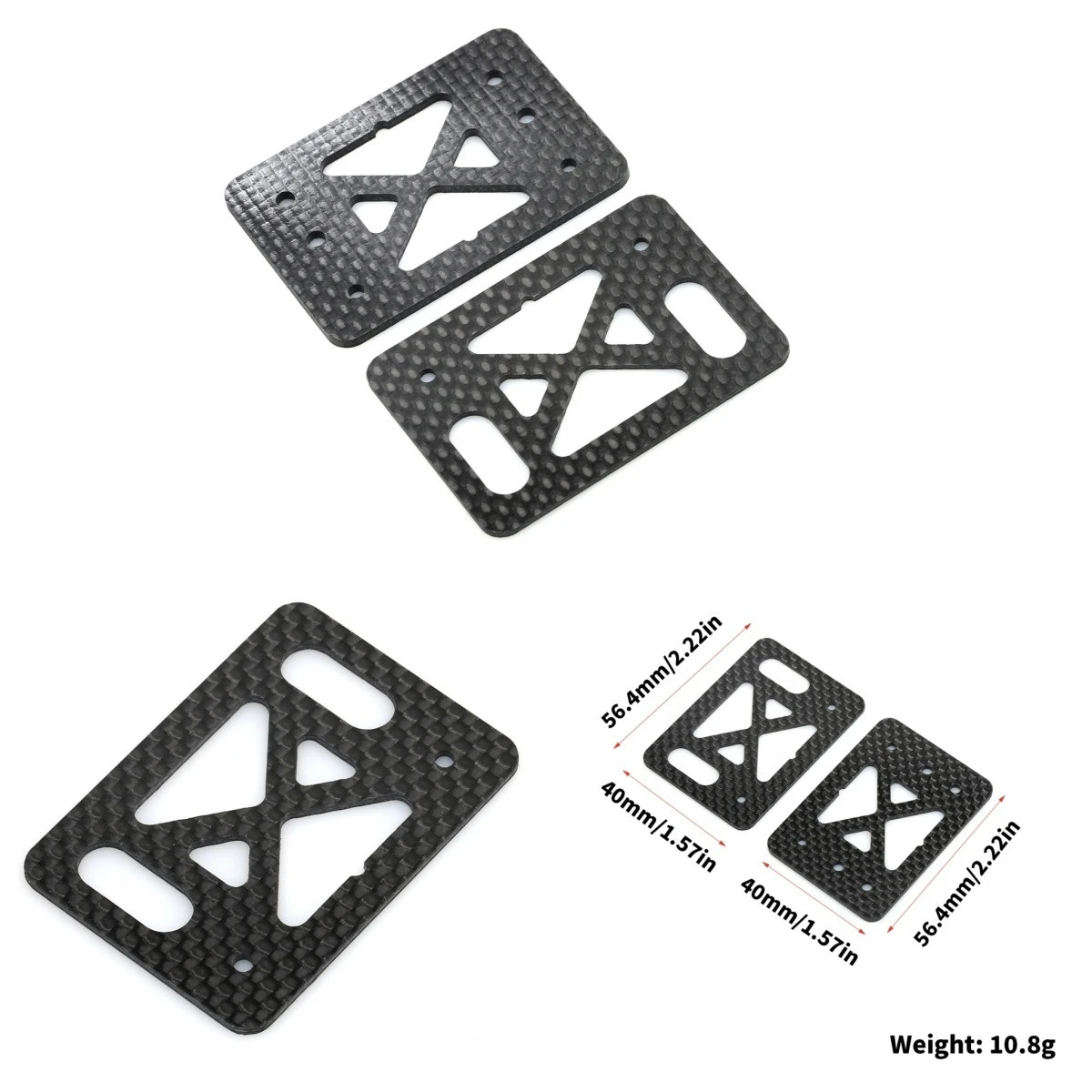 1 Set Carbon Fiber Rear Wing Stay Reinforcement Plate for Kyosho MP11 (A+B, 2mm Height)