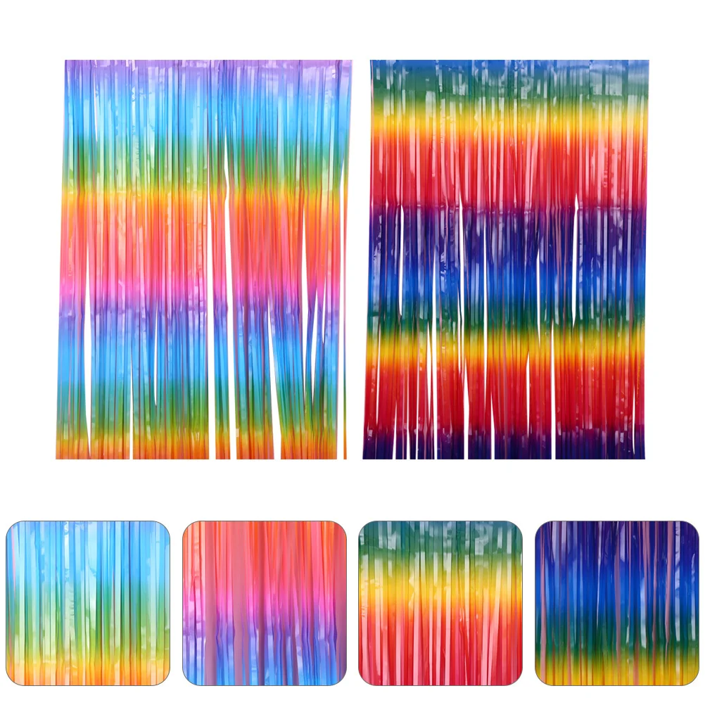 2 قطعة ستائر هامش ملونة مادة مميزة ديكور حفلات مشهد الزفاف ديكور المنزل ستارة نافذة الباب مقسم اللافتات