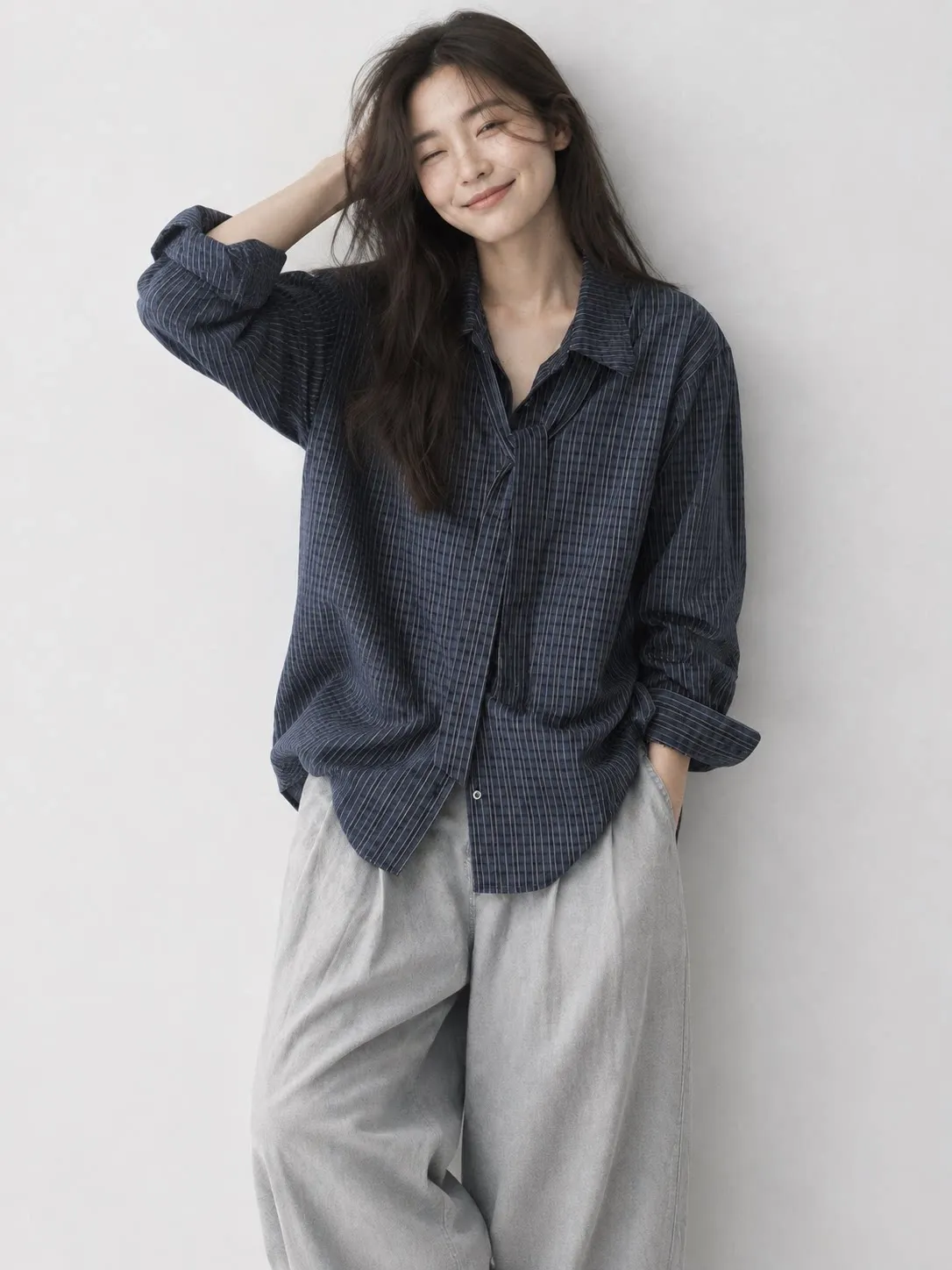 Loose Lazy College Style Retro Plaid Long Sleeve Shirt Chic New Women Korean Fashion Spring Autumn Shirt Top