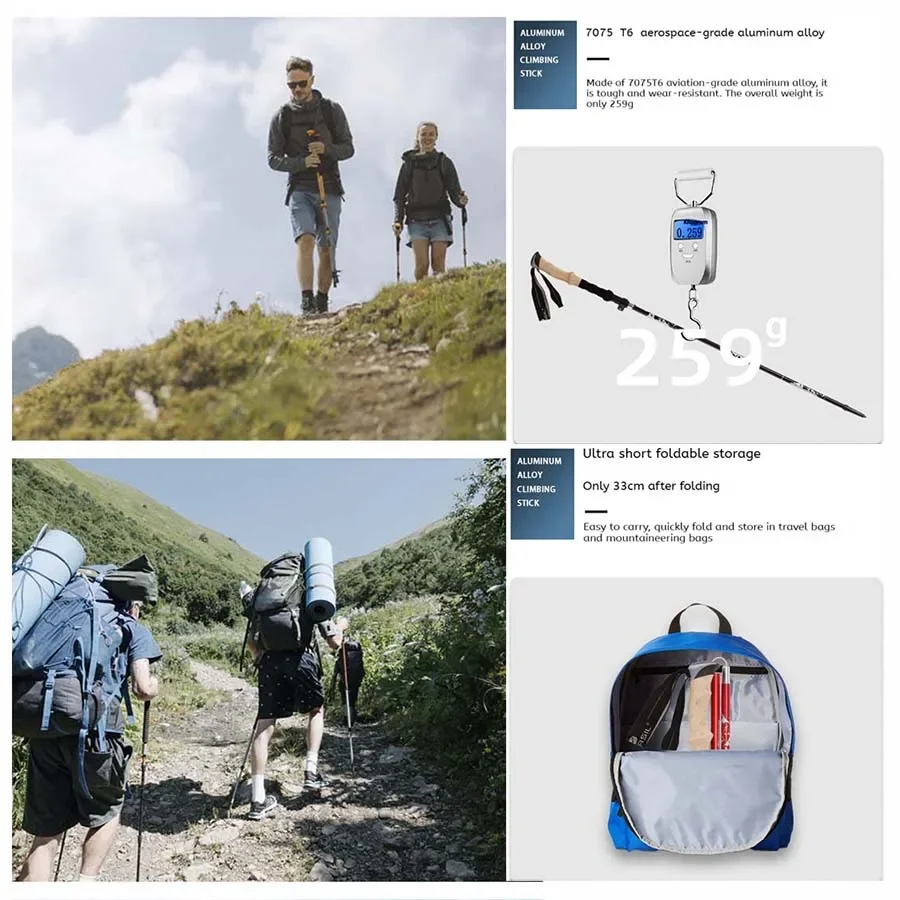 Fanuocetar Trekking Poles Lightweight Collapsible Hiking Poles for Snowshoe Backpacking Gear Pair of 2 Walking Sticks for Hiking