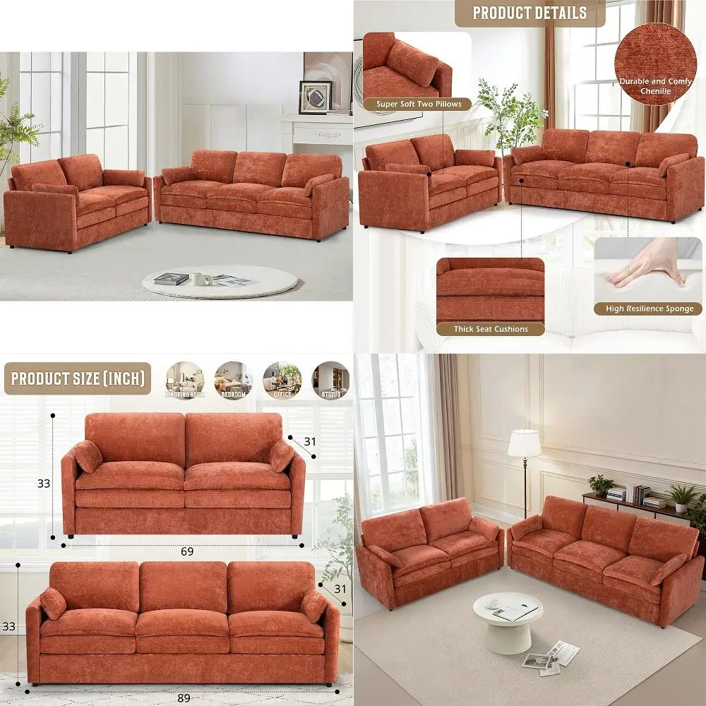 

Faux Leather Modular Sectional Upholstered Sofa, Oversized 4 Seater Couch with Curved Armrests, Cloud Modern Upholstered Deep S