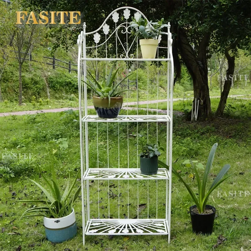 For Wrought Iron Multi Layer Flower Stand Floor to Ceiling Storage Rack Garden Outdoor Balcony Succulent Plant Pot Holder