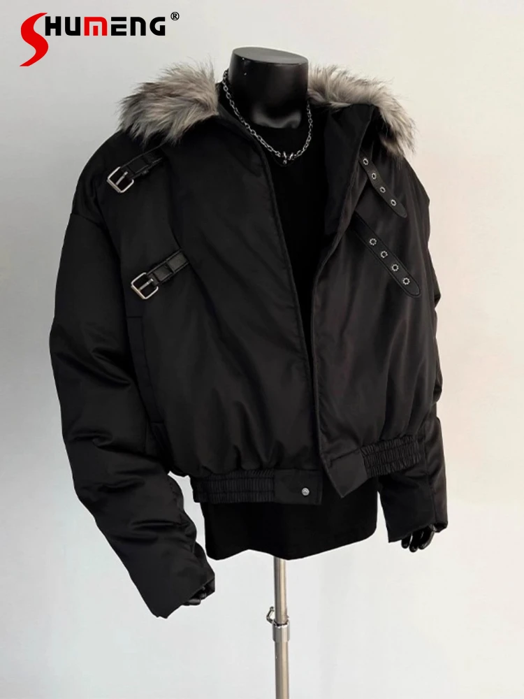 سترات باركاس بياقة من الفرو الصناعي للرجال لشتاء 2025 سترات جديدة راقية عصرية بأكمام طويلة وسحاب وسيم ملابس علوية مريحة فضفاضة #1