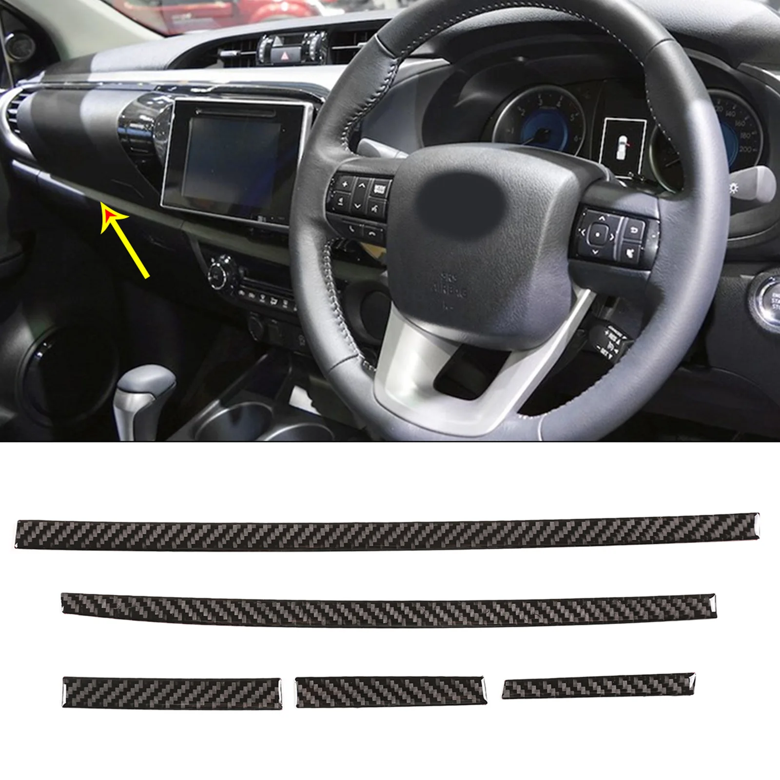 

central control decorative strips for 15-22 Toyota Hailax real carbon fiber soft accessories