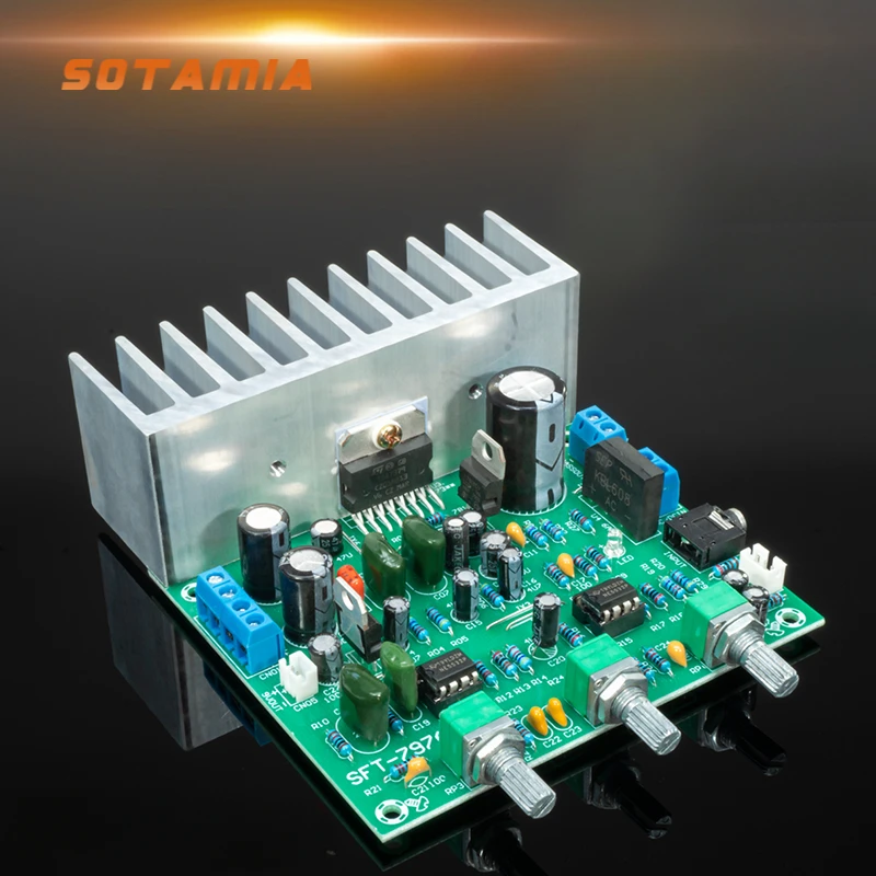 SOTAMIA TDA7379 Subwoofer Power Amplifier Audio Board 2.1 Hifi Stereo Amp 64W Single Power Supply Car Sound Amplifier AC DC 12V