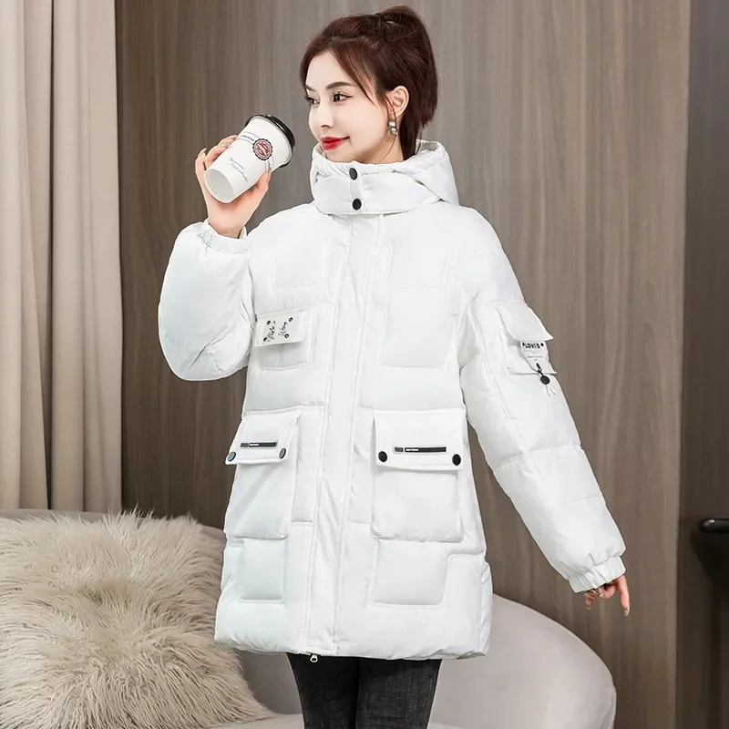 2023 New Women\'s Jacket Down Cotton Parkas Winter Jacket Coat Thick Long Coats Female Fashion Hooded Padded Outerwear