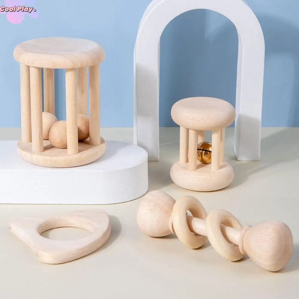 

Rainbow Rings Wooden Baby Rattle Toy Early Learning Montessori Musical Handbell Rattle Toy Educational Colorful