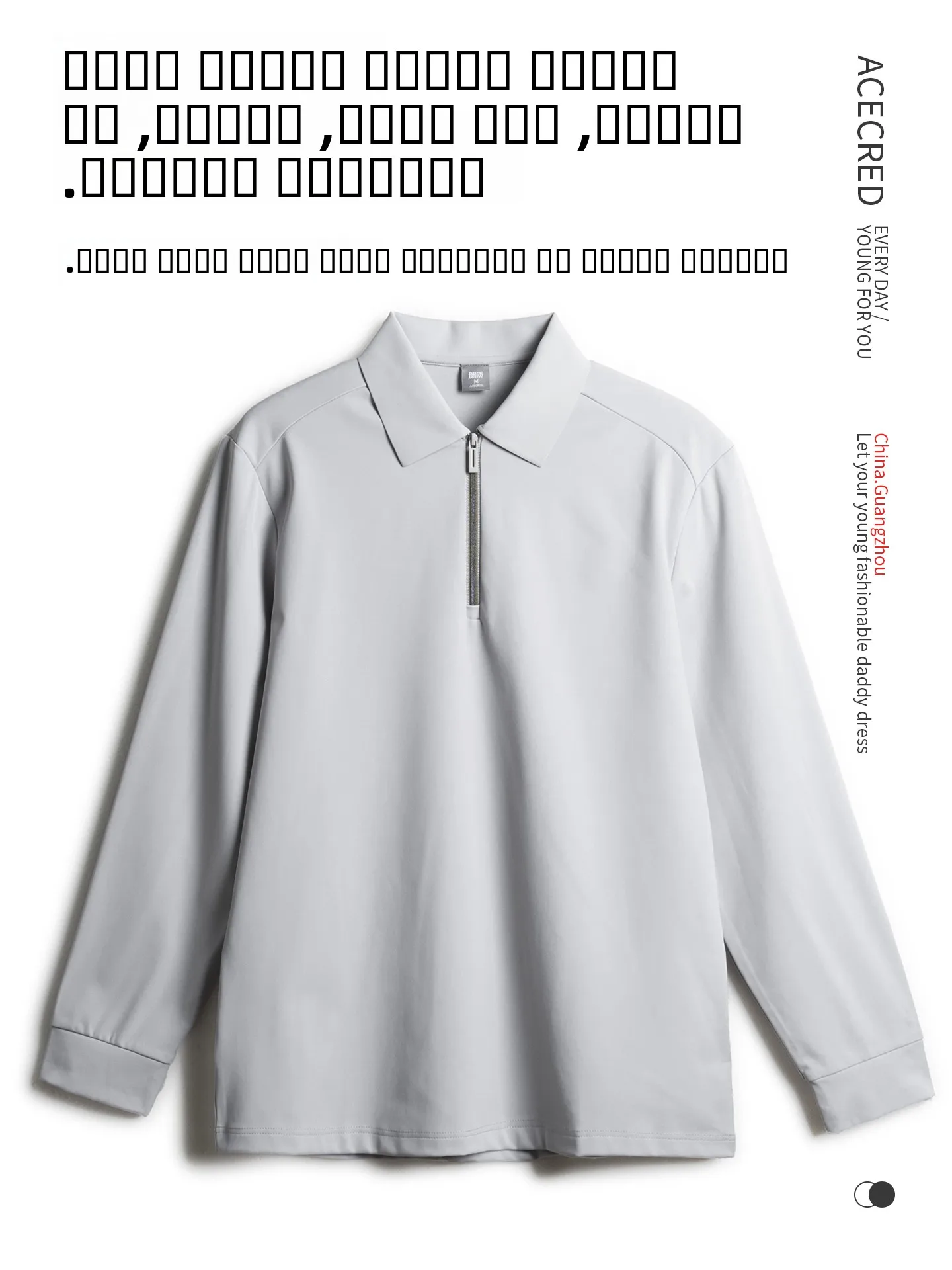 

Anti-Wrinkle Long Sve T-irt for Dad Autumn Wear Iron-Free Loose Fit Polyester Fiber Casual Sle Zipper Closure Color