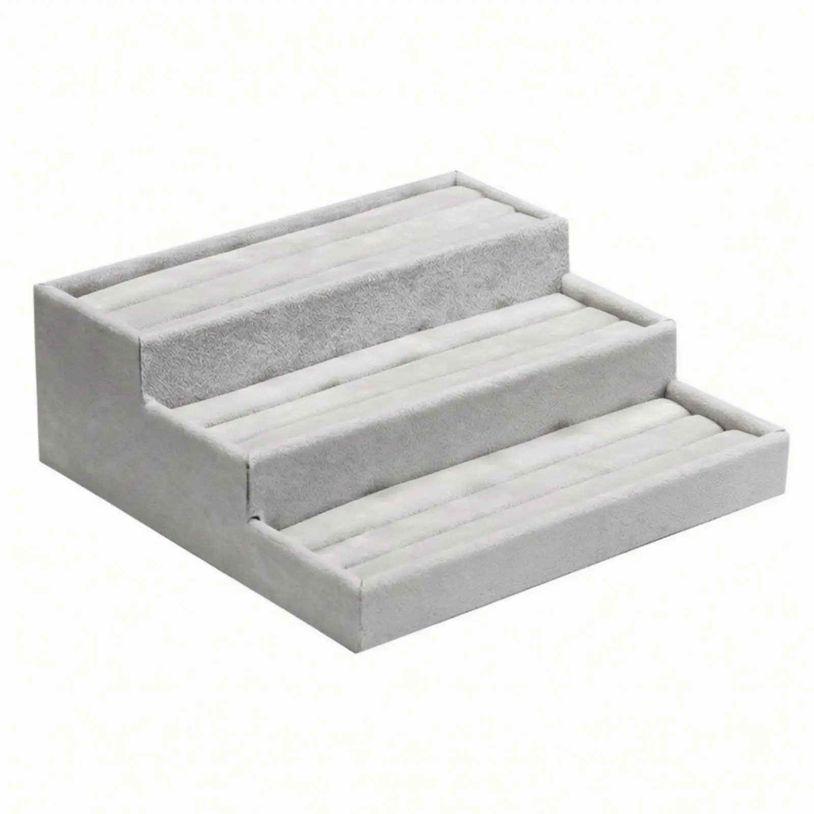 Three-Tier Jewelry Display Tray clothCovered Stepped Jewelry Display Tray Multi-Compartment for Boutique Owners, Retail