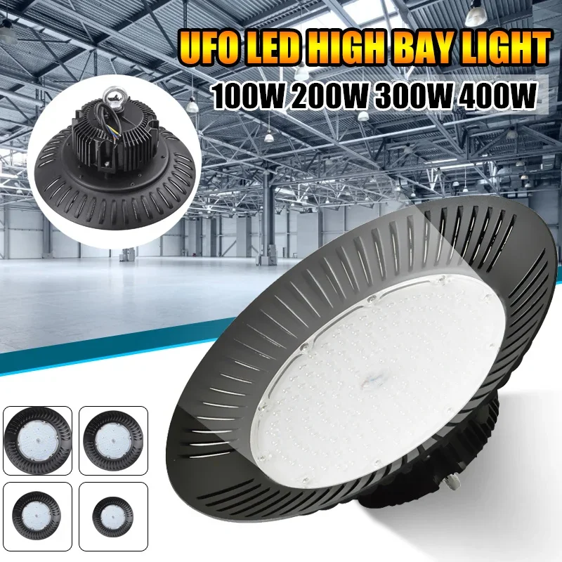 85-265V 100/200/300/400W Led High Bay Light UFO Warehouse Workshop Garage Industrial Lamp Workshop highbay led Stadium Market